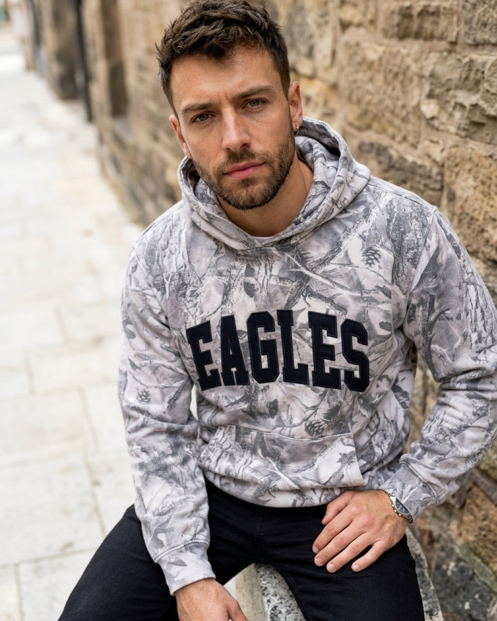 Vintage Grey Camo Hoodie