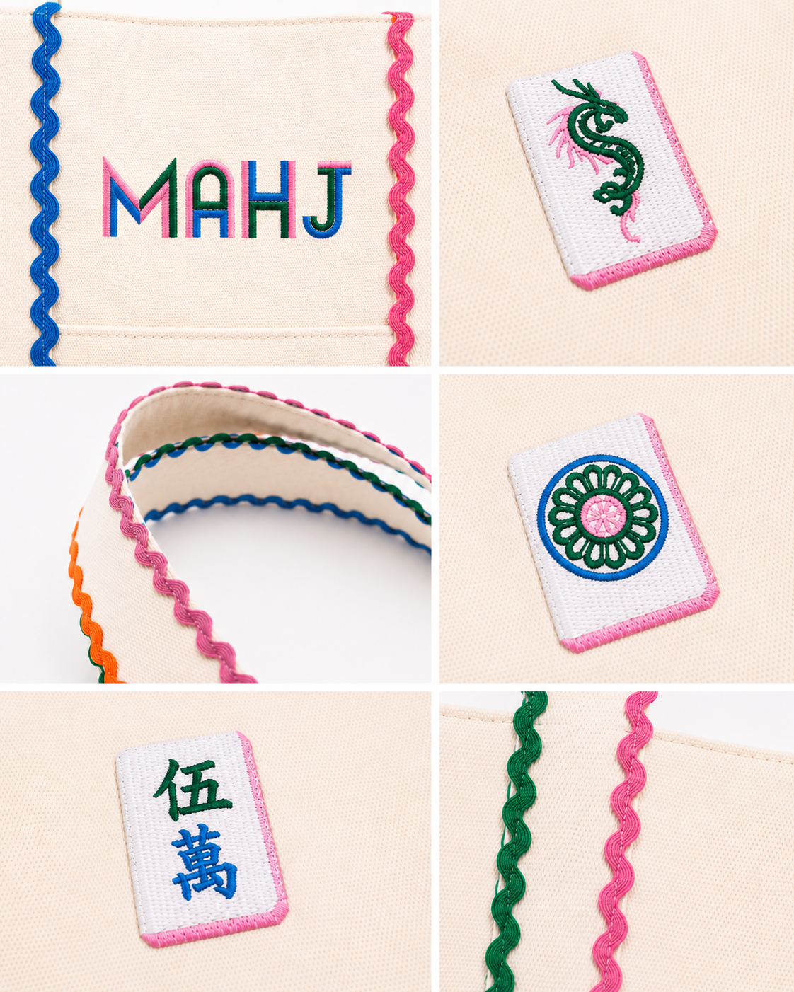 The MAHJ Tote - Embroidered Mahjong Tote